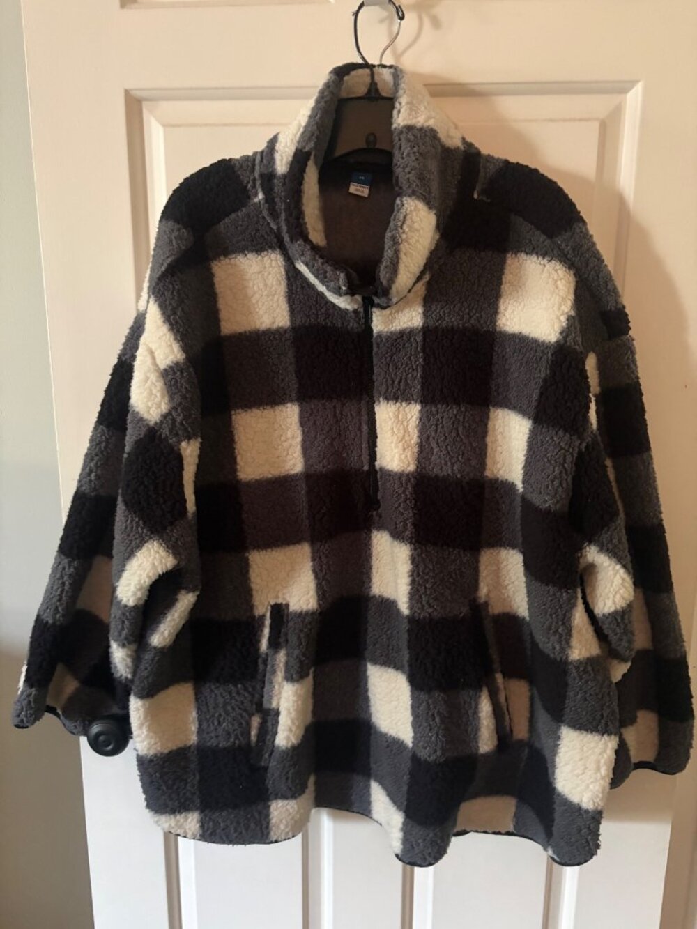 Women's Old Navy Plaid Sherpa Quarter- Zip Pullover Size: 3X